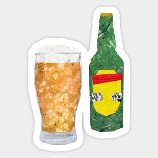 Bottle of beer and pint glass Sticker